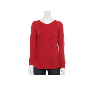 Sonoma Trellis Raglan-Sleeve Women's Sweater Dark Red Cherry Color New Size XL